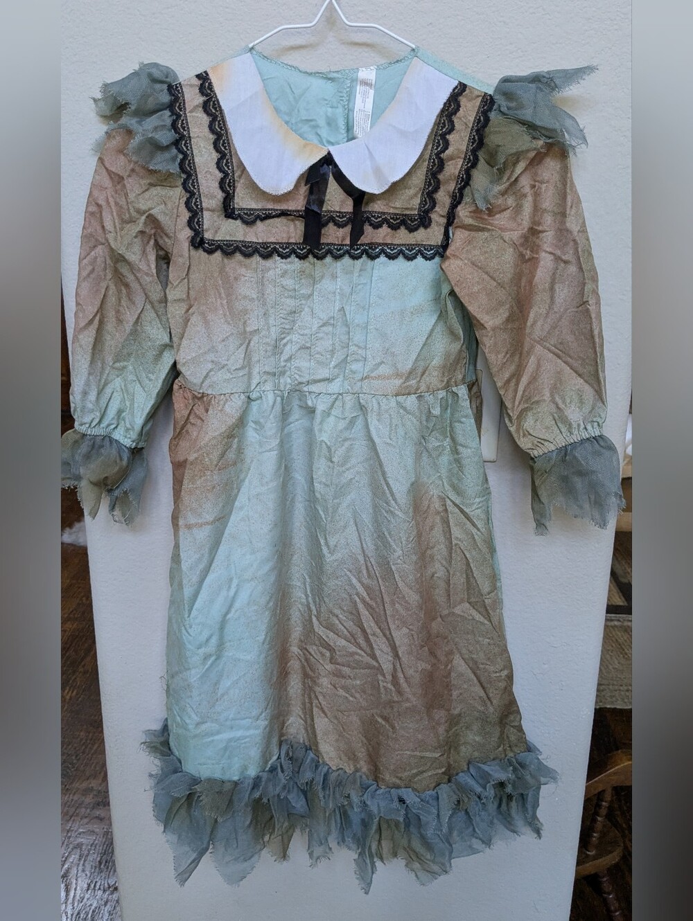Children's Vintage-Style Blue-Green Haunted Doll Costume Dress